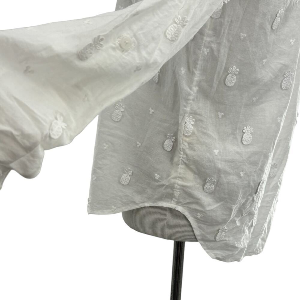Anthropologie Maeve White Embroidered Pineapple Button Down Blouse 6 - Picture 8 of 12